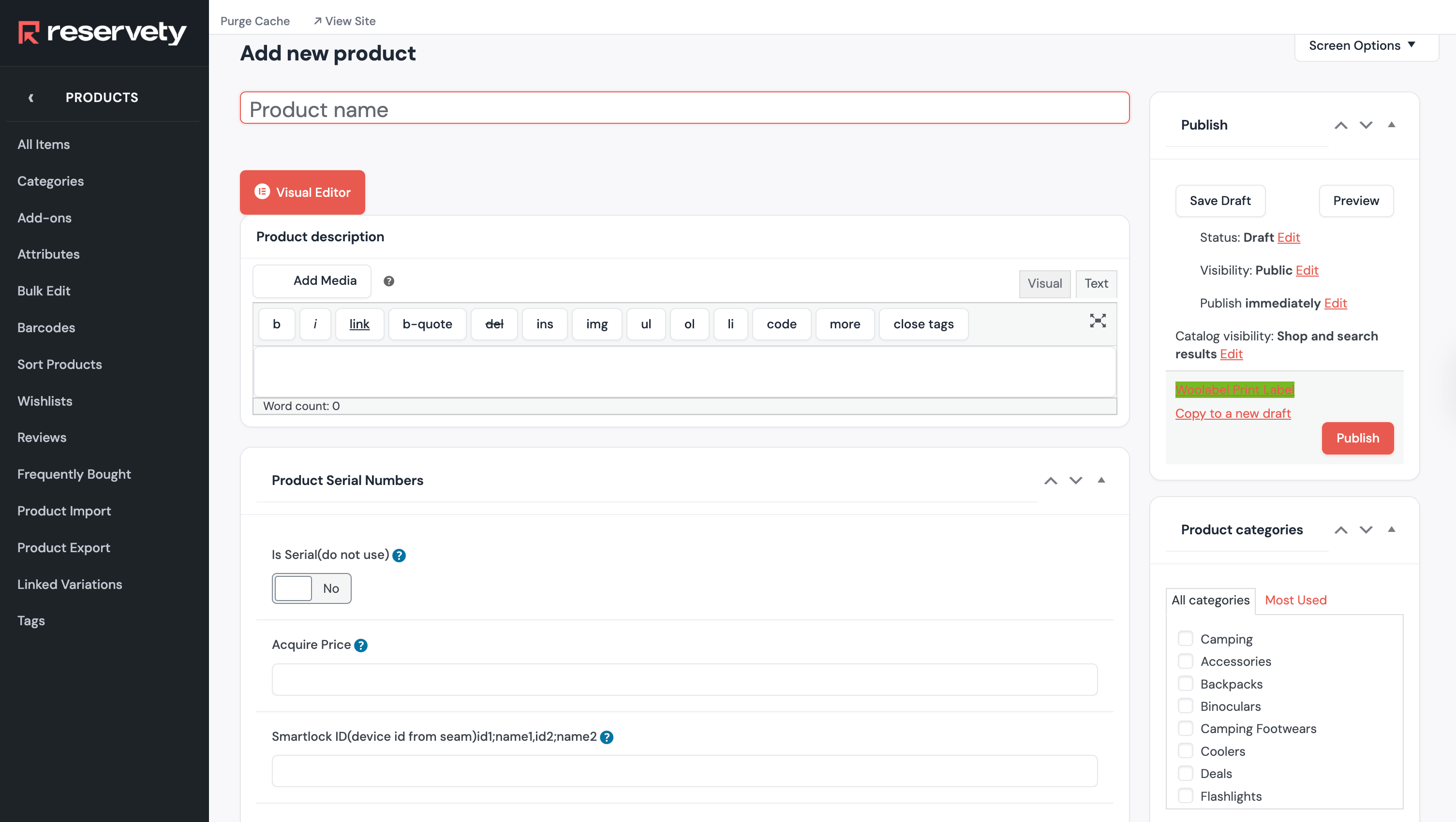 Step 2: Click Add New Product and name it
